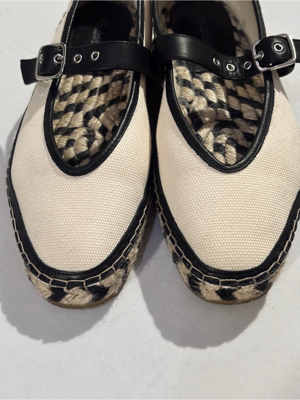 Madewell The Remy Mary Jane Womens size 8 Shoes Espadrille Cream & Black - Picture 8 of 16